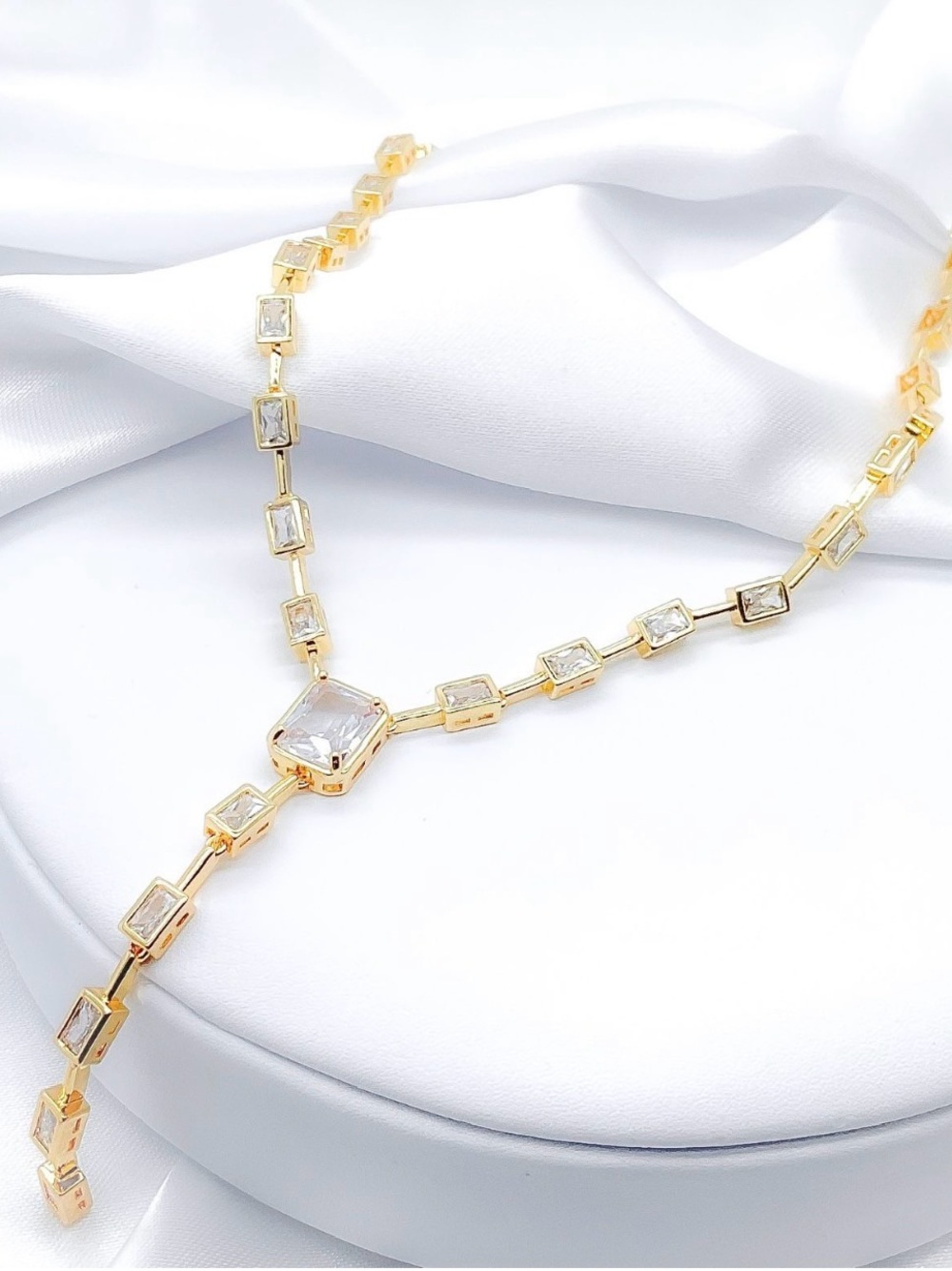 Gold-Tone Clear Crystal Y-Style Necklace - Women Jewelry